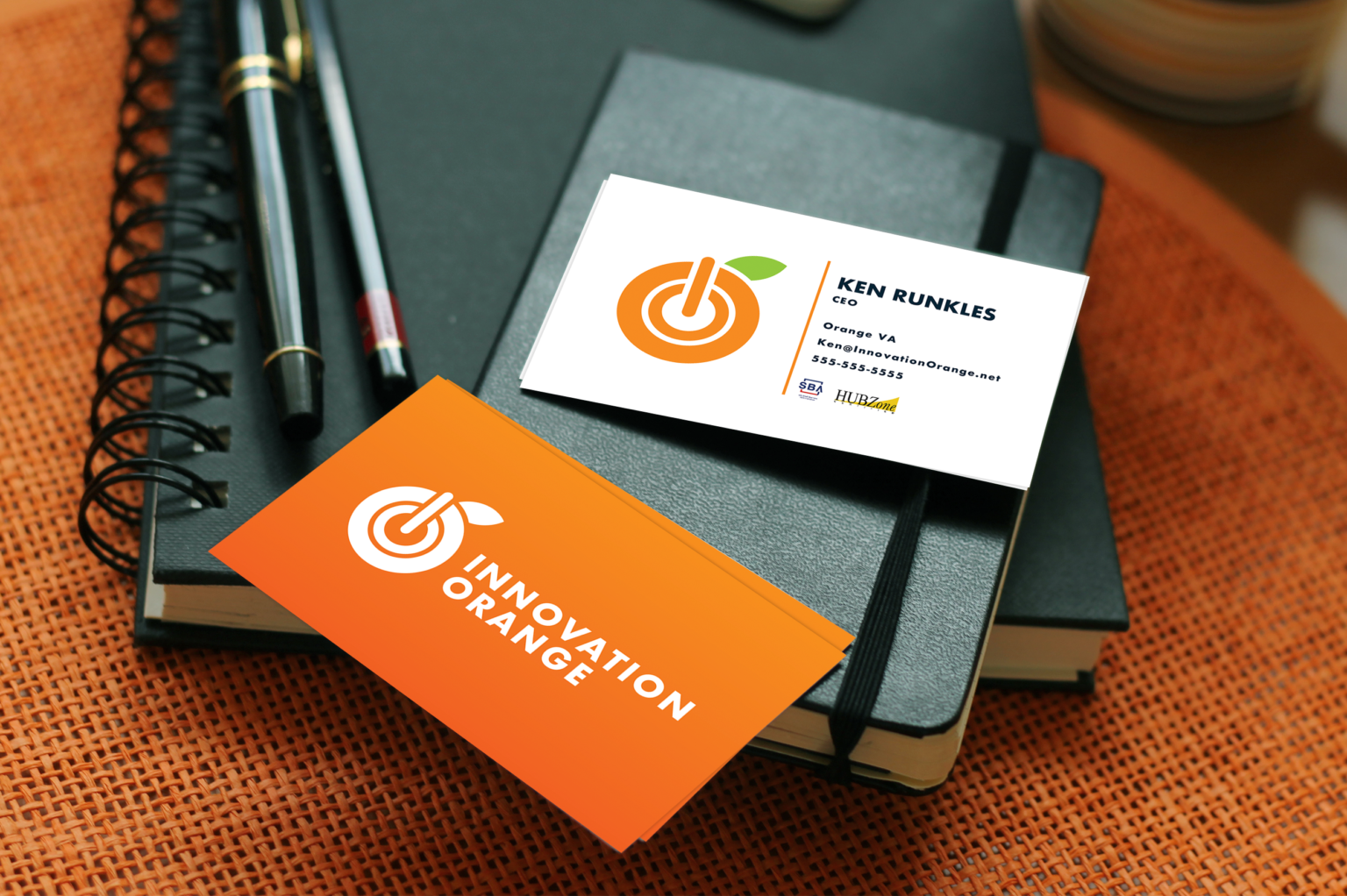 business cards for Innovation Orange